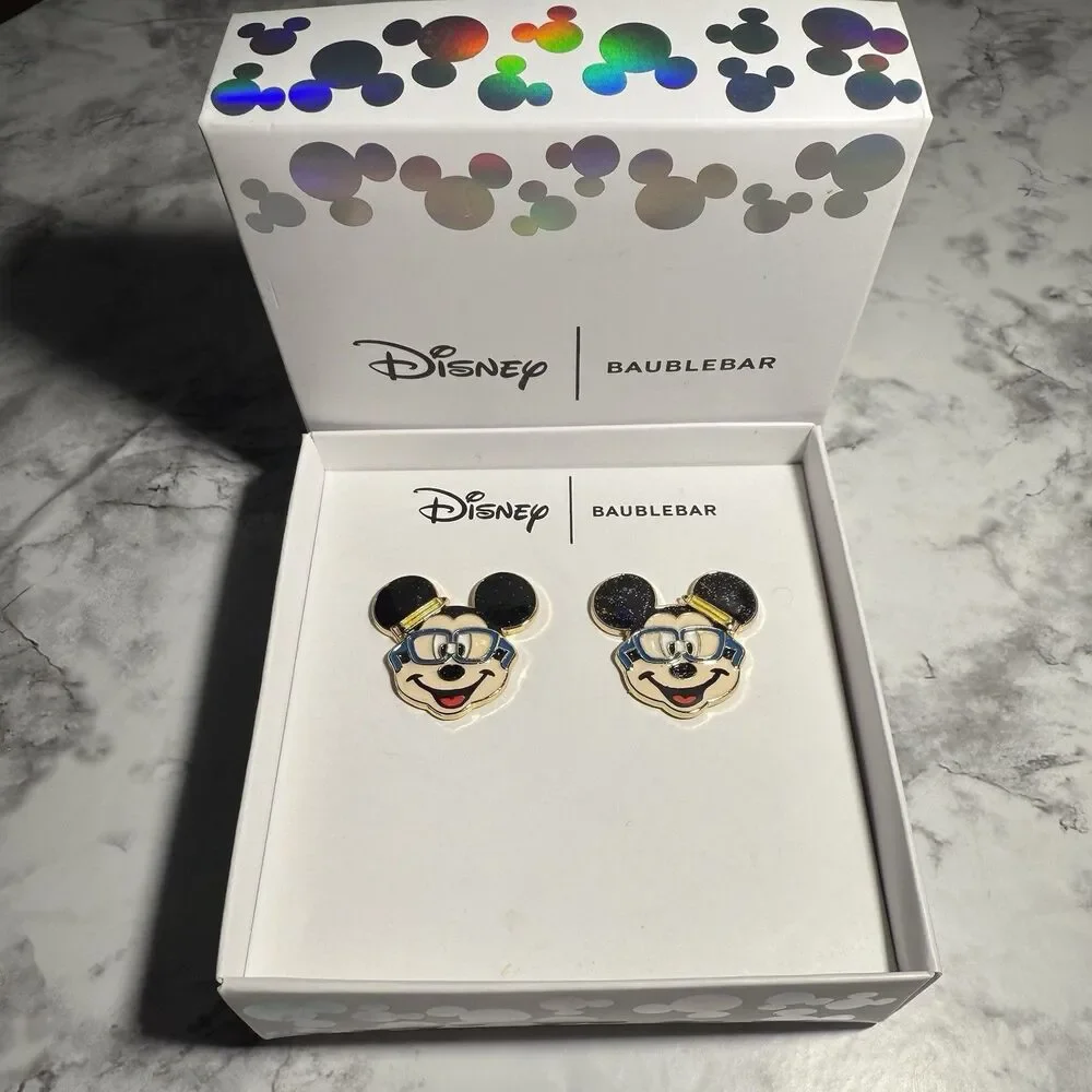 Disney X Baublebar Mickey Mouse Glasses Pencil Teacher Nerd Earrings New In Box